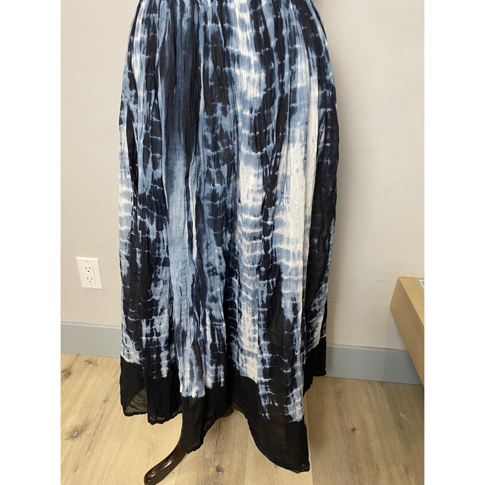 New Direction Women Blue Tie Dye Cotton Maxi Skirt Y2K Boho Hippie  Large
